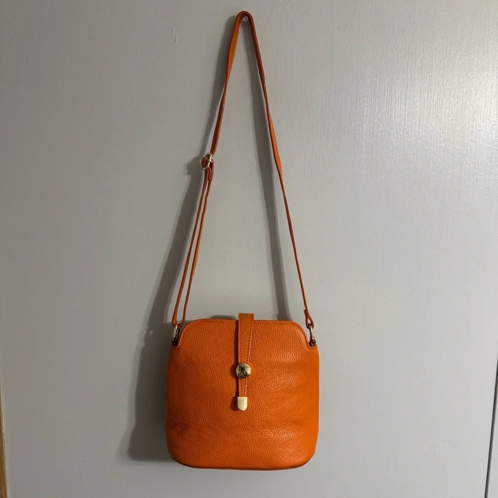 TANO Orange Italian Leather Crossbody Bag - Picture 15 of 15